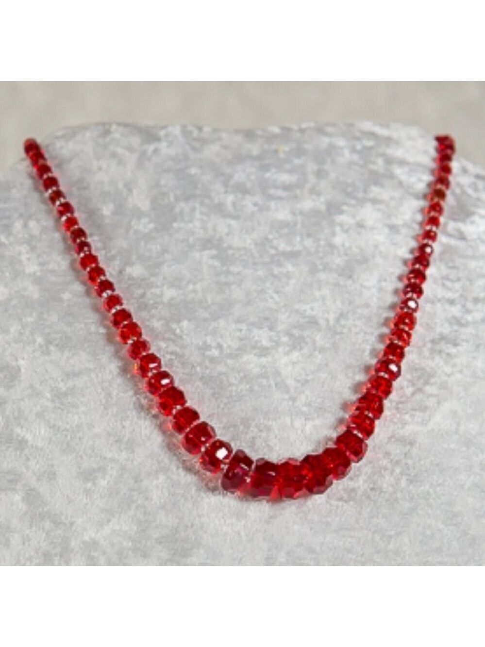 Vintage ART DECO Ruby Red Translucent Lucite Bead Necklace